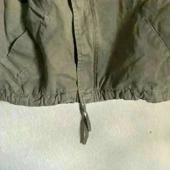 Zara Military Speak Up Trench Motor Biker Graphic Bird Olive Green Jacket XS - Picture 6 of 15